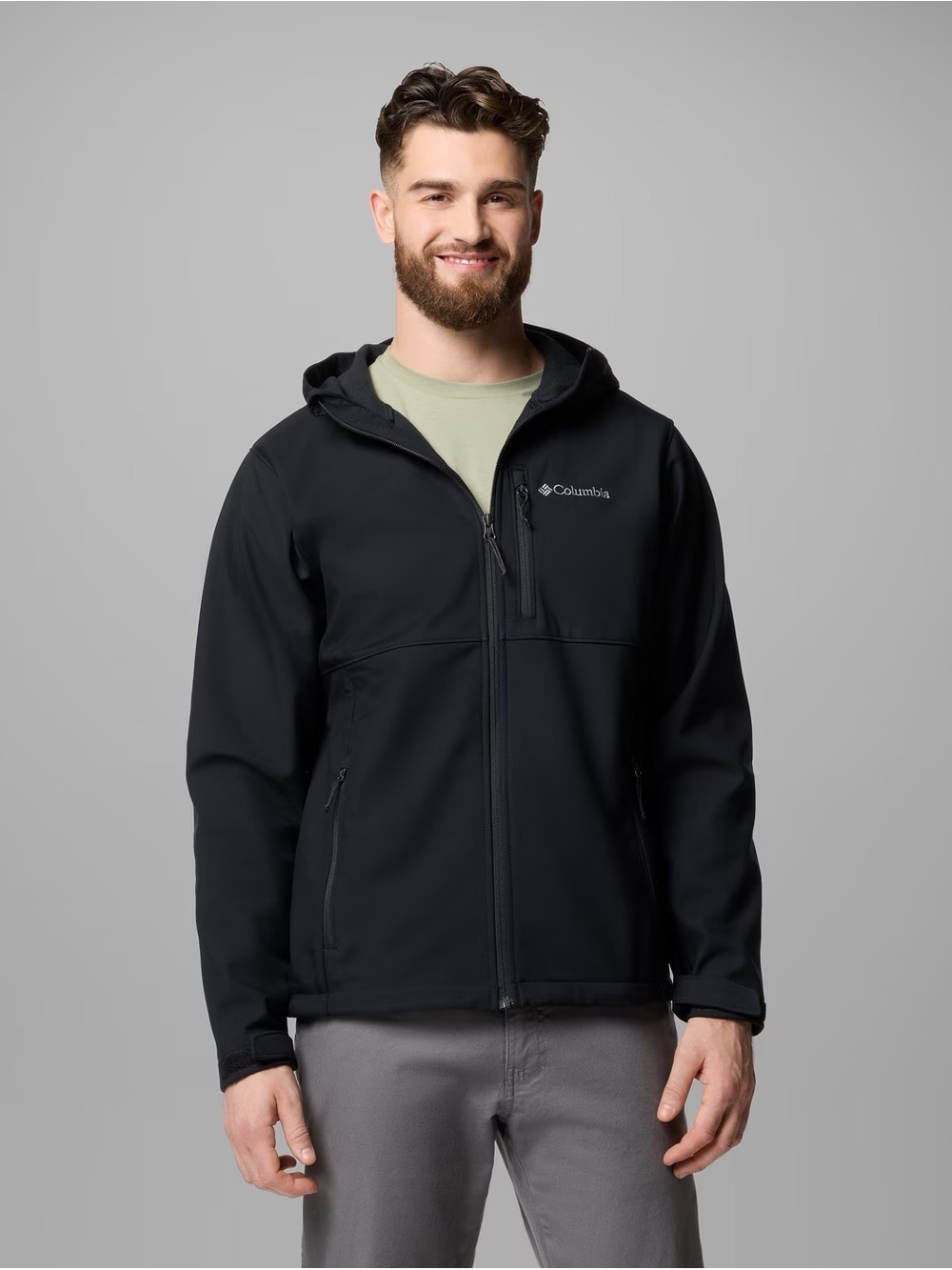 COLUMBIA Men’s Ascender II Black Zip-Up Hooded Softshell Rain Jacket Size XL